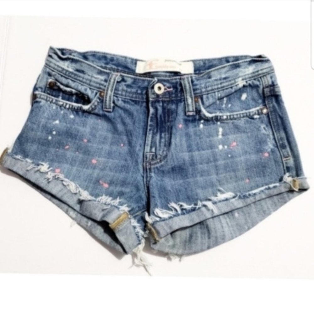 forever 21 cut off jeans shorts paint splatter